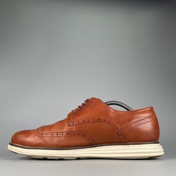 Cole Haan Original Grand Men\'s 10 M Brown Leather Wingtip Oxford Dress Shoes GUC